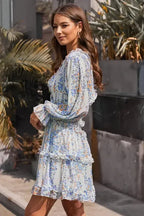 Open Back Floral Dress - Ruffle - Fashionfitz