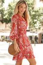 Open Back Floral Dress - Ruffle - Fashionfitz