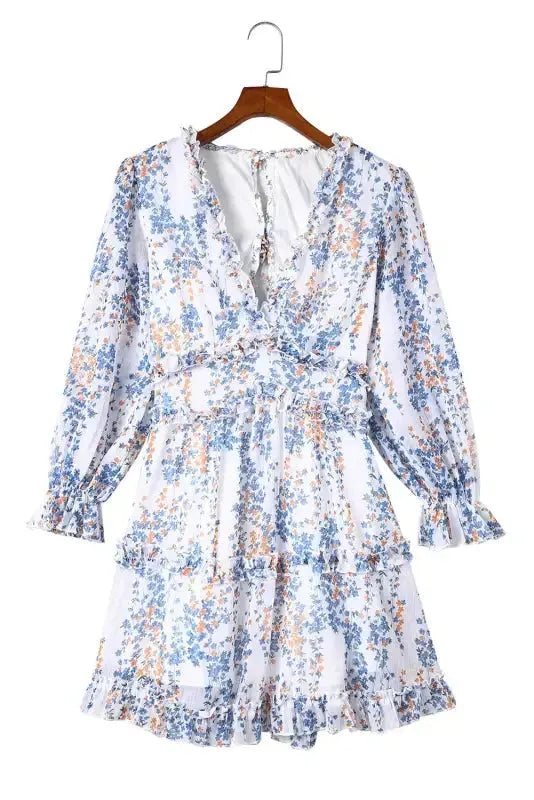 Open Back Floral Dress - Ruffle - Fashionfitz