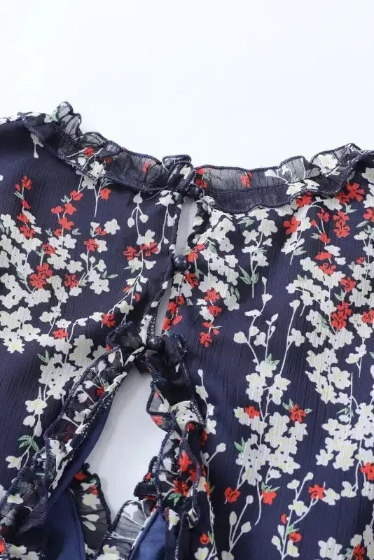 Open Back Floral Dress - Ruffle - Fashionfitz