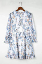 Open Back Floral Dress - Ruffle - Fashionfitz