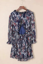 Open Back Floral Dress - Ruffle - Fashionfitz