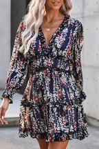 Open Back Floral Dress - Ruffle - Fashionfitz