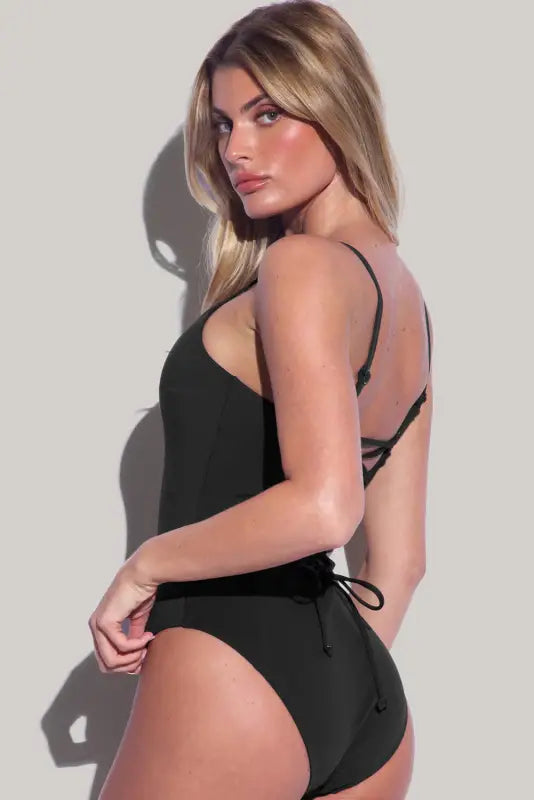 Open back one-piece swimsuit