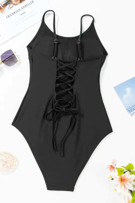 Open back one-piece swimsuit