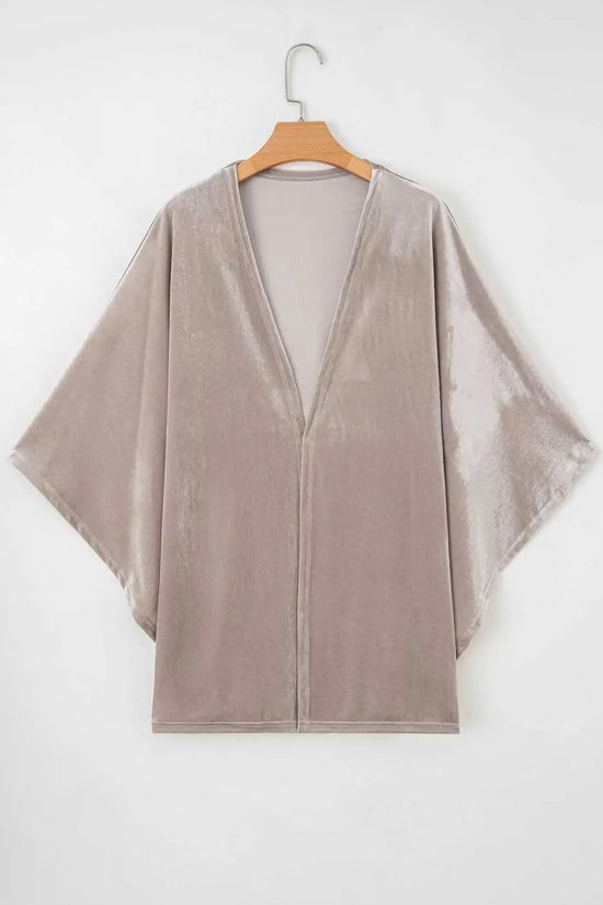 Open front draped velvet kimono - smoke grey effortless glam