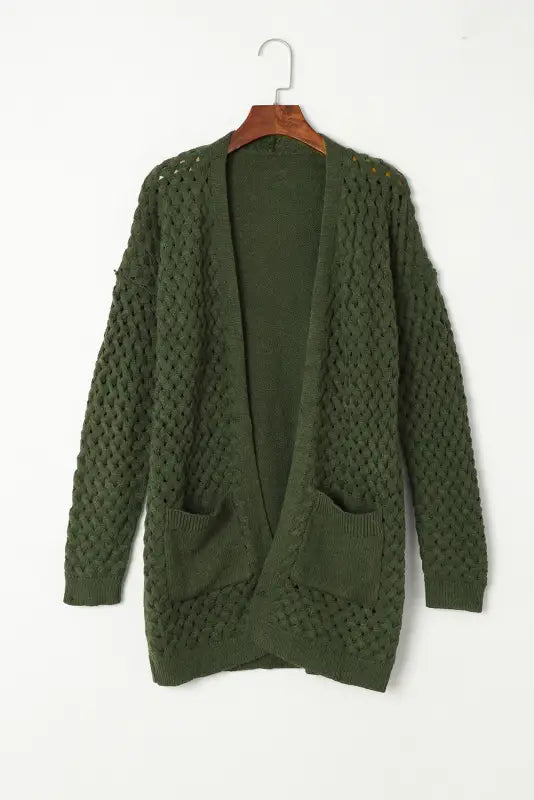 Open front woven knit cardigan - fashionfitz