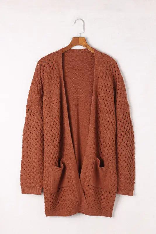 Open front woven knit cardigan - fashionfitz