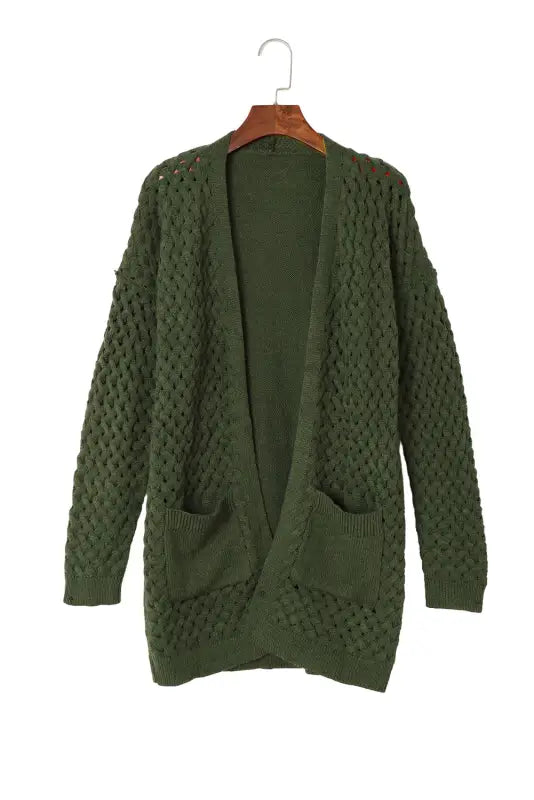 Open front woven knit cardigan - fashionfitz