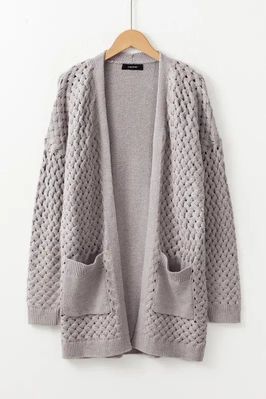 Open front woven knit cardigan - fashionfitz