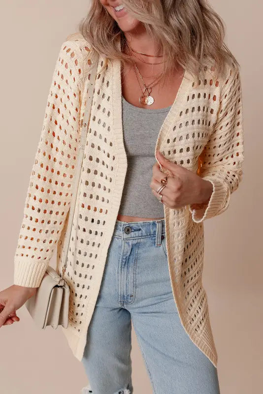 Open knit duster cardigan - cardigans