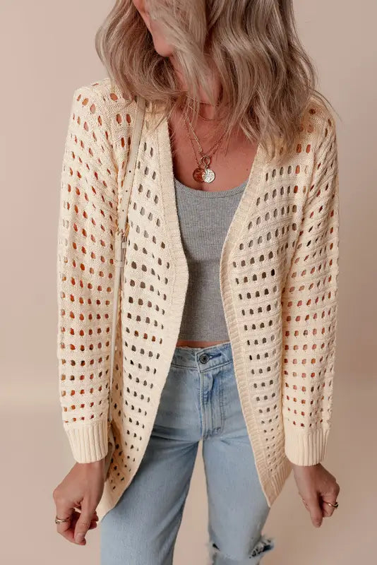 Open knit duster cardigan - cardigans