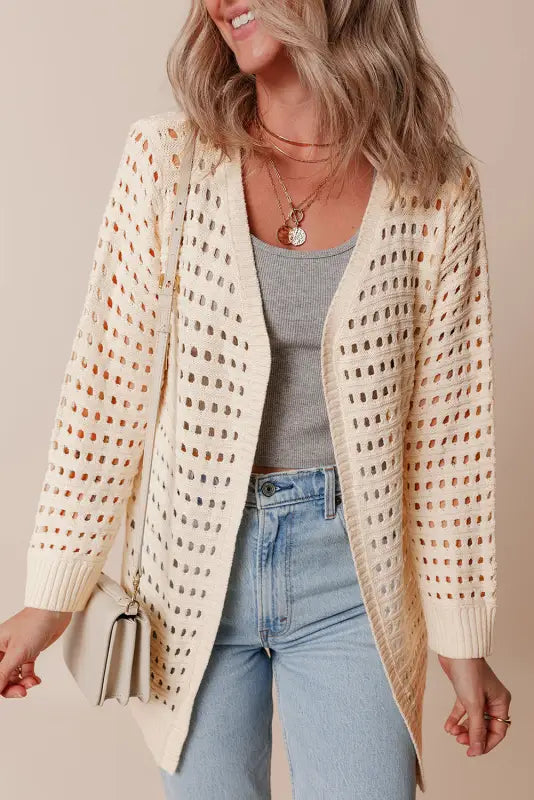 Open knit duster cardigan - cardigans