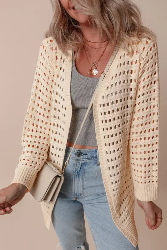 Open knit duster cardigan - cardigans