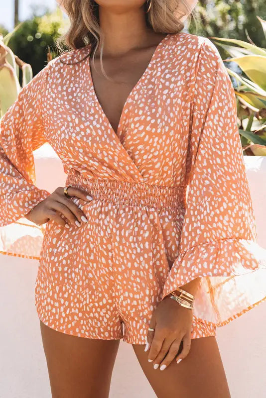 Orange animal print romper - rompers