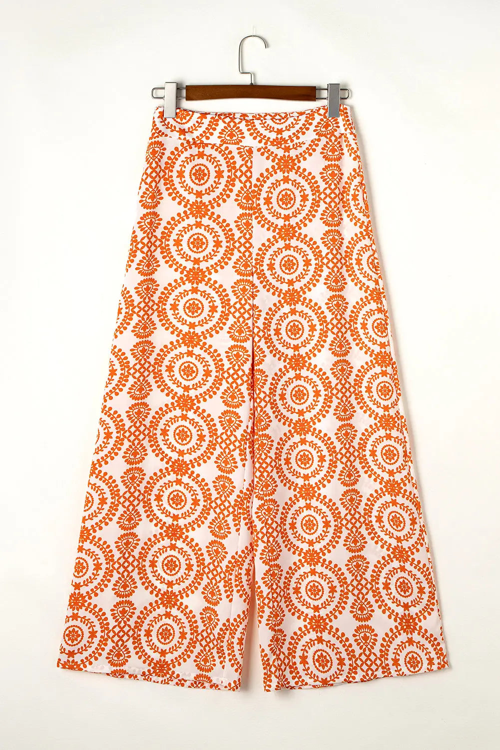 Orange boho retro flower print wide leg pants - bottoms/pants & culotte