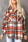 Orange chest pockets flannel plaid shacket - shackets