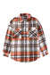 Orange chest pockets flannel plaid shacket - shackets