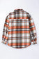 Orange chest pockets flannel plaid shacket - shackets