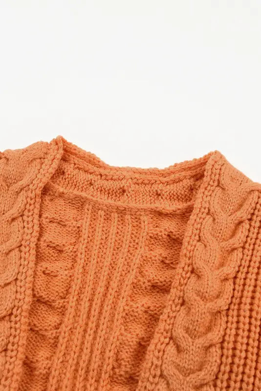 Orange chunky knit open front cardigan - sweaters & cardigans