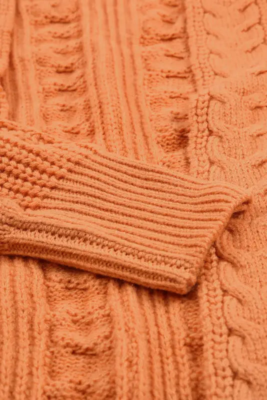 Orange chunky knit open front cardigan - sweaters & cardigans