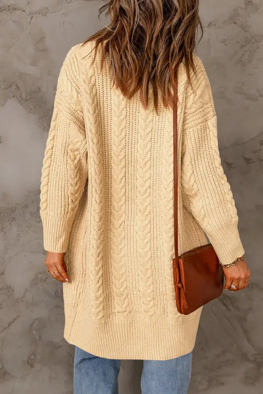 Orange chunky knit open front cardigan - sweaters & cardigans