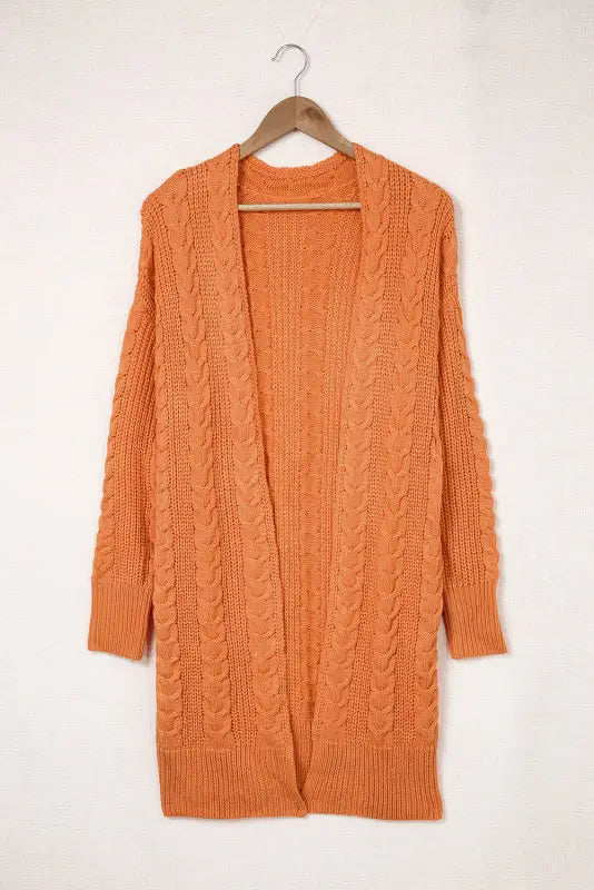 Orange chunky knit open front cardigan - sweaters & cardigans