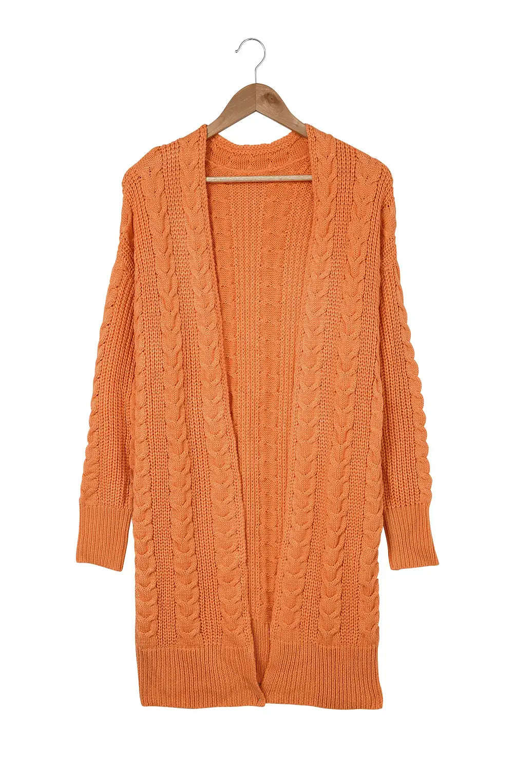 Orange chunky knit open front cardigan - sweaters & cardigans