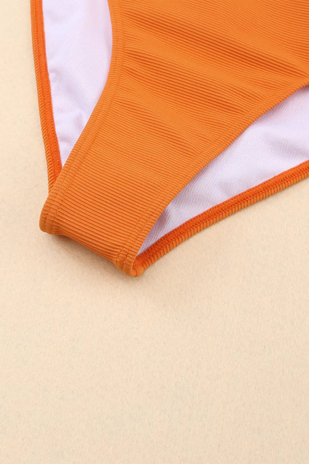 Orange color block spaghetti strap high waist bikini swimsuit - swimsuits