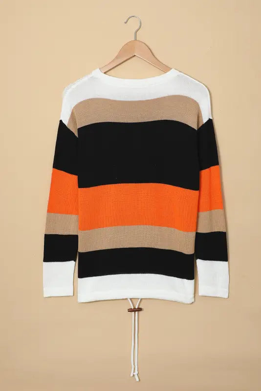 Orange colorblock knit sweater - sweaters & cardigans