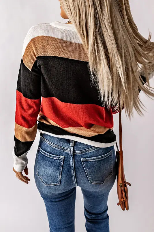 Orange colorblock knit sweater - sweaters & cardigans