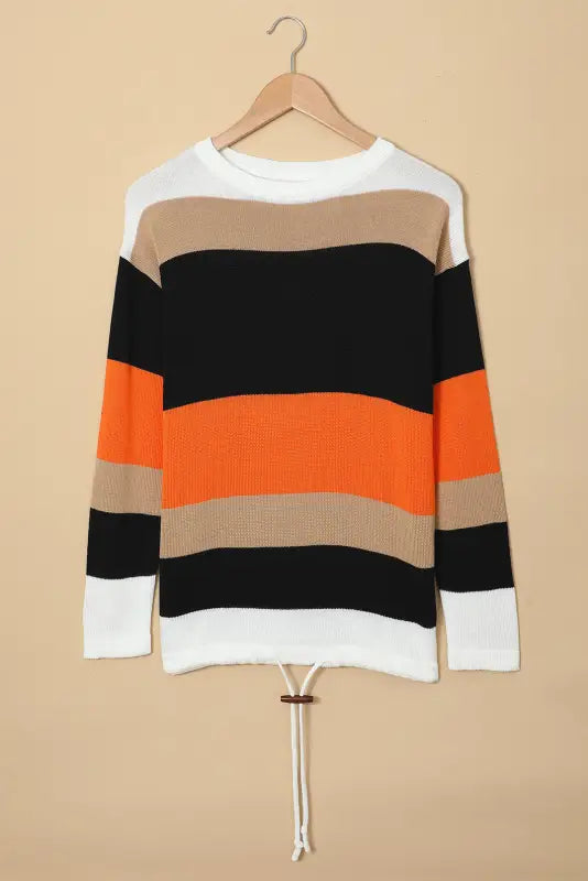 Orange colorblock knit sweater - sweaters & cardigans