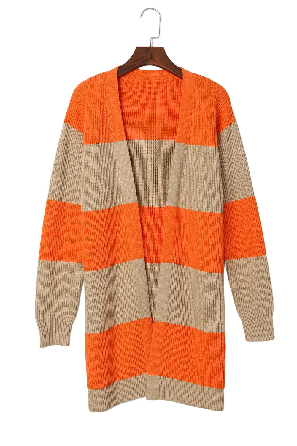 Orange colorblock ribbed knit cardigan - sweaters & cardigans