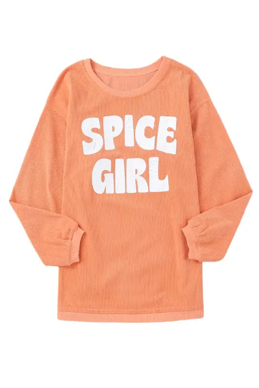 Orange corded graphic sweatshirt - sweatshirts