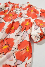 Orange Floral Loose Blouse - Fashionfitz