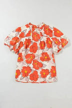 Orange Floral Loose Blouse - Fashionfitz