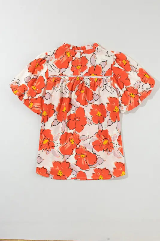 Orange floral loose blouse - tops/blouses & shirts