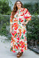 Orange floral plus size dress in relaxed style