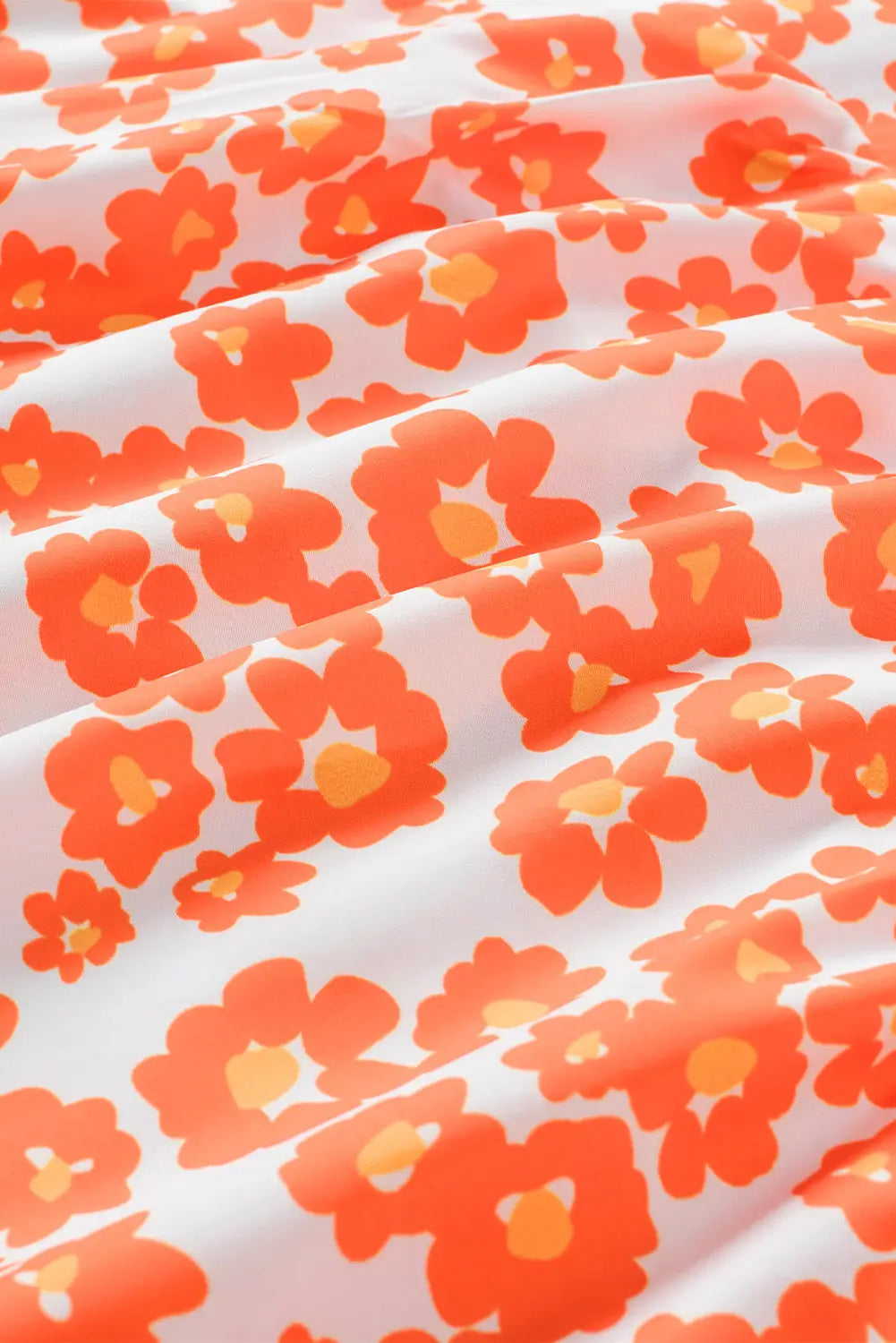Orange floral print square neck ruffle tank top - tops