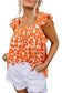 Orange floral ruffle tank top - tops