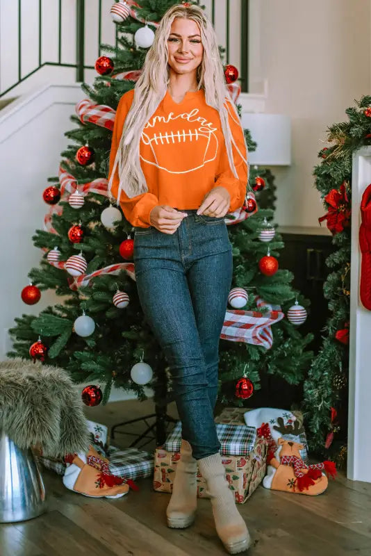 Orange game day rugby sweatshirt - sweatshirts