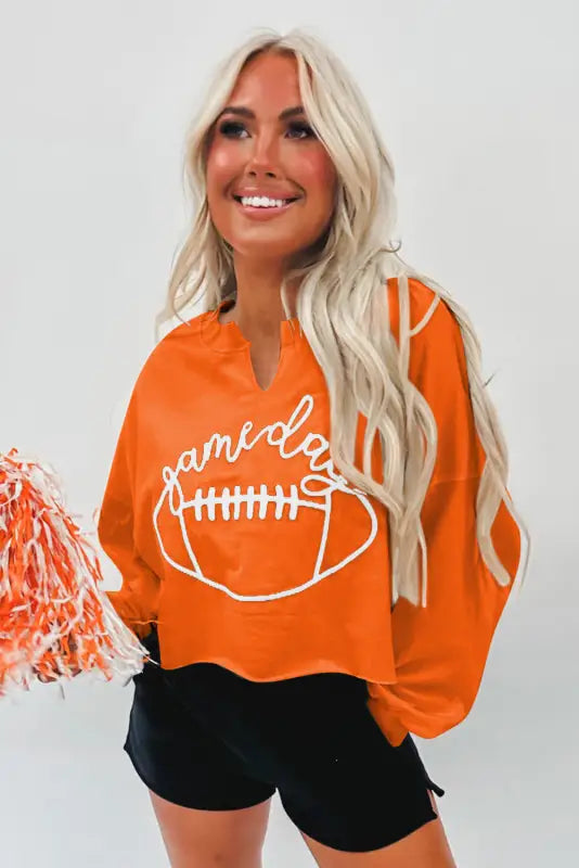 Orange game day rugby sweatshirt - sweatshirts