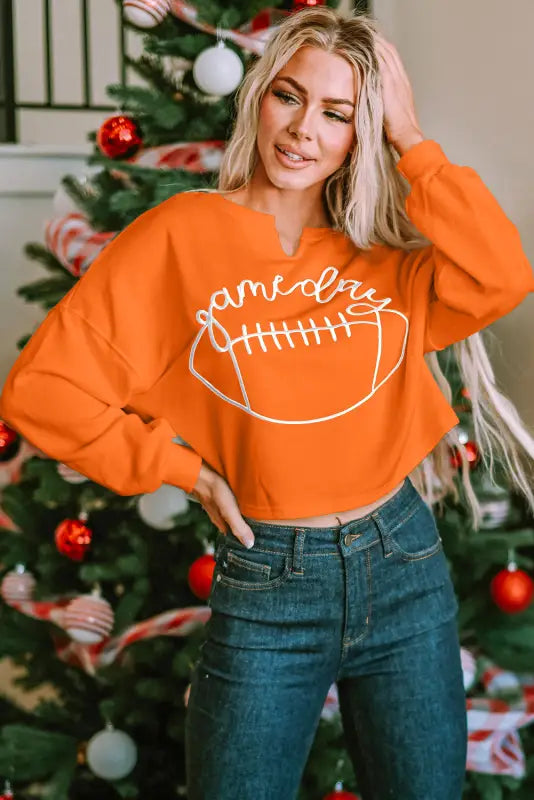 Orange game day rugby sweatshirt - sweatshirts