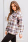 Orange geometric plaid print pocketed shacket - shackets