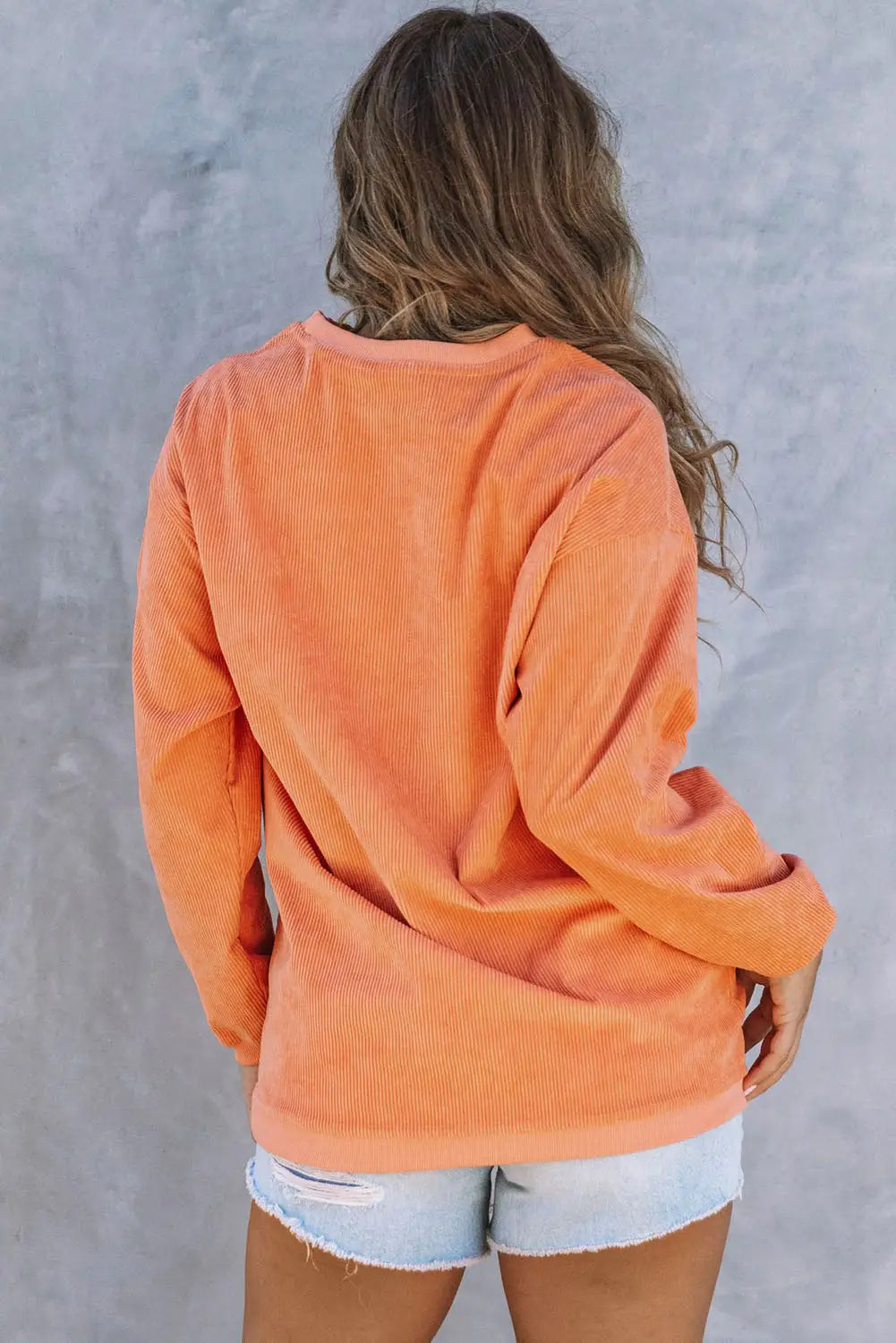 Orange howdy pumpkin halloween graphic corded sweatshirt - sweatshirts
