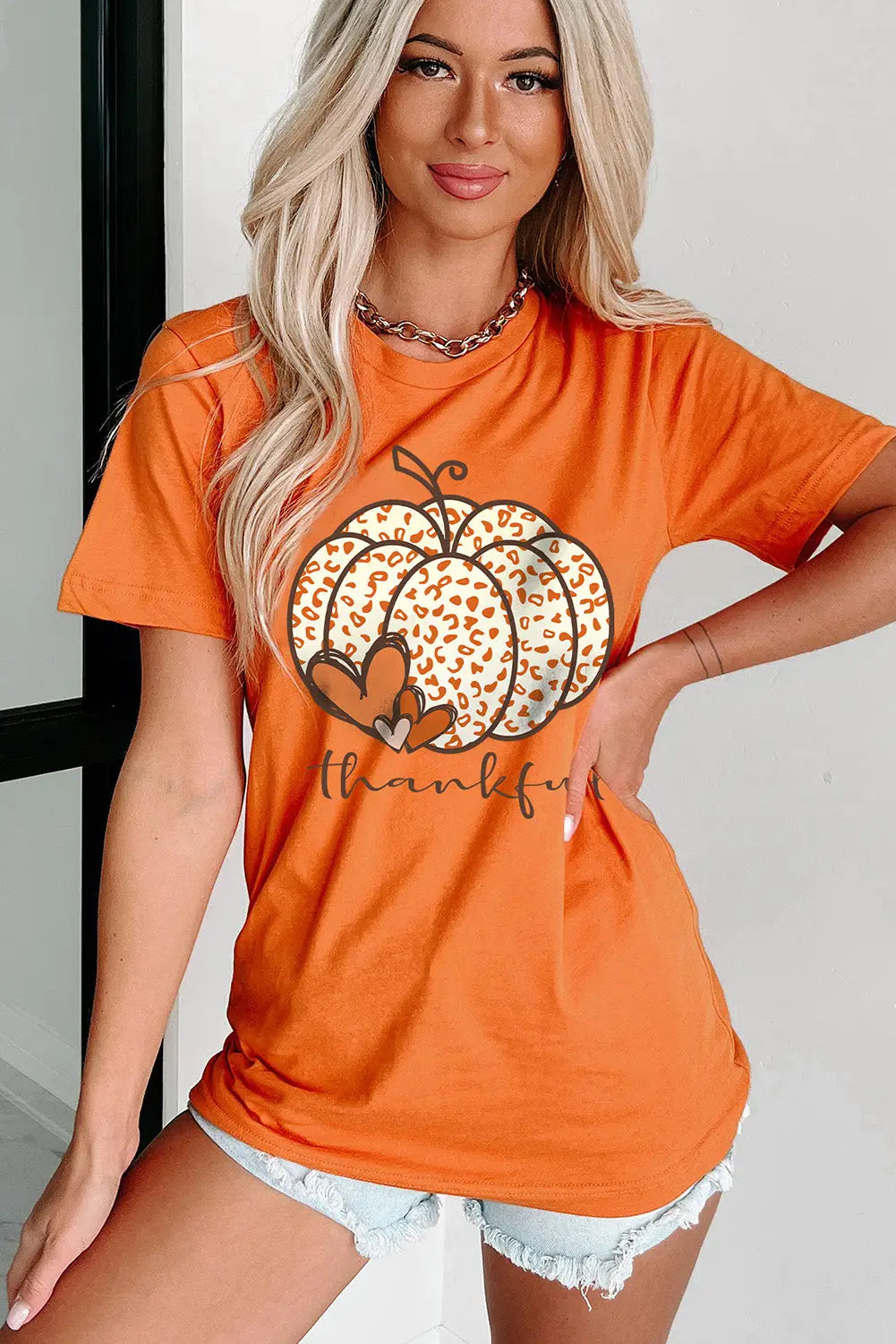 Orange leopard pumpkin graphic tee