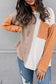 Orange long sleeve colorblock chest pocket textured knit top - tops