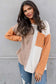 Orange long sleeve colorblock chest pocket textured knit top - tops