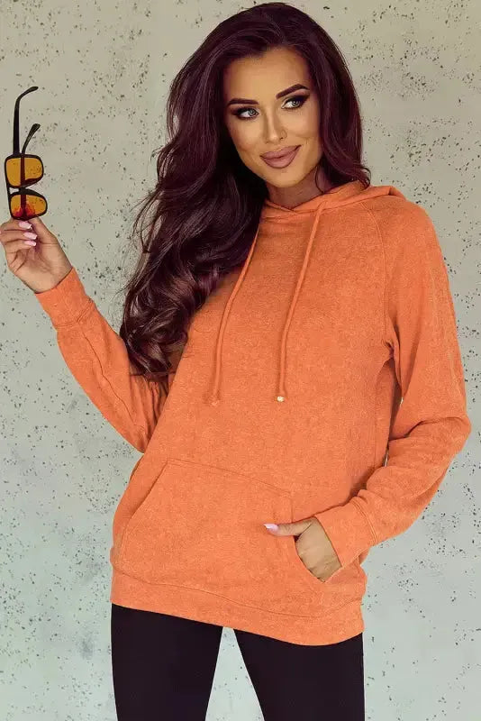 Orange Mineral Wash Kangaroo Hoodie - Fashionfitz