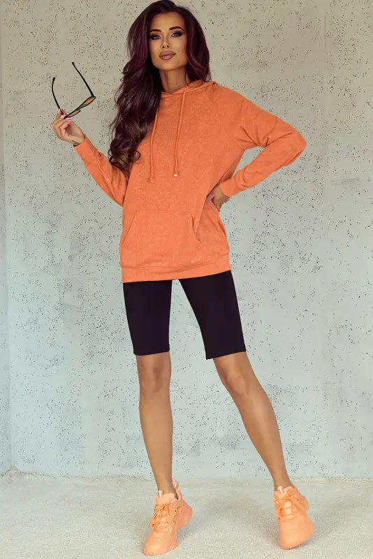 Orange mineral wash kangaroo hoodie - hoodies